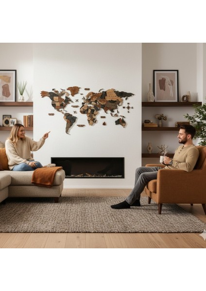 Oasis Ahşap Dünya Haritası
