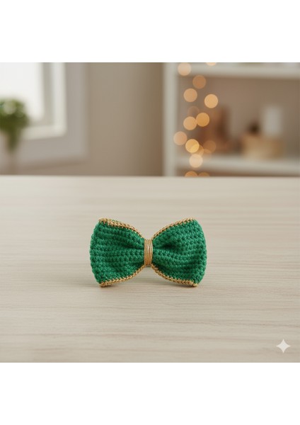 Yeşil ve Gold Detaylı Tığ Işi Yılbaşı 2 Adet Amerikan Servis ve Peçete Yüzüğü Seti fırsatları