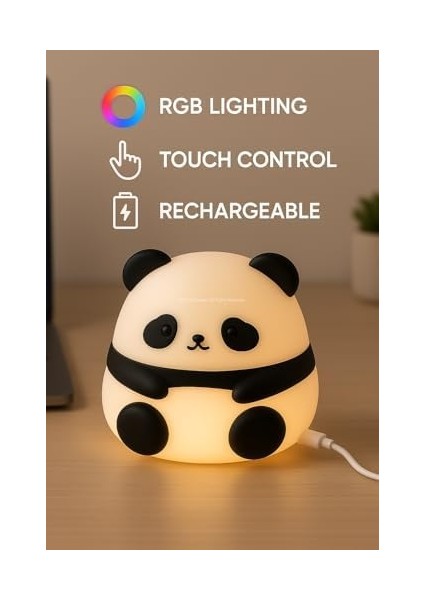 Hayvan Figürlü Gece Lambası, Silikon Rgb Dokunmatik, Yumuşak Işık, Bebek Odası ve Çocuklar Için, USB Şarjlı, Renkli Aydınlatma, Dekoratif Gece Lambası, Uyku Işığı ( ) fiyatları