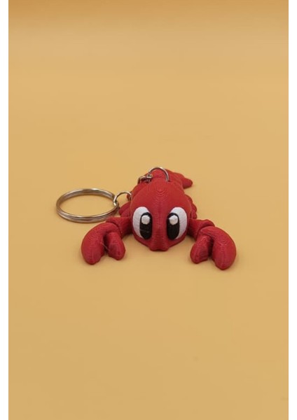 Kırmızı Yengeç Hareketli Anahtarlık Çanta Süsü Charm