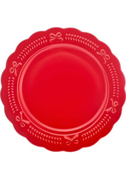 New 24 Rölyefli Pasta Tabağı 21 cm Kırmızı