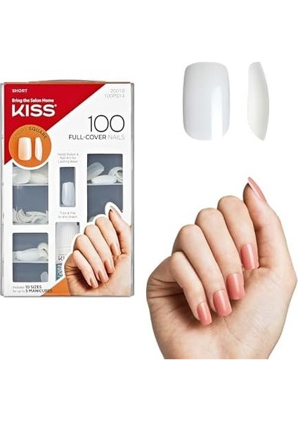 Kiss Şeffaf Kısa Takma Tırnak (100&APOS;LÜ Paket)