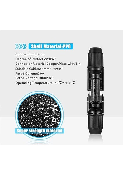 Solar Panel Kablo Bağlantısı Uyumlu, Erkek/dişi, Su Geçirmez, IP67, Fotovoltaik Güneş Sistemi Için (5 Çift) fiyatları