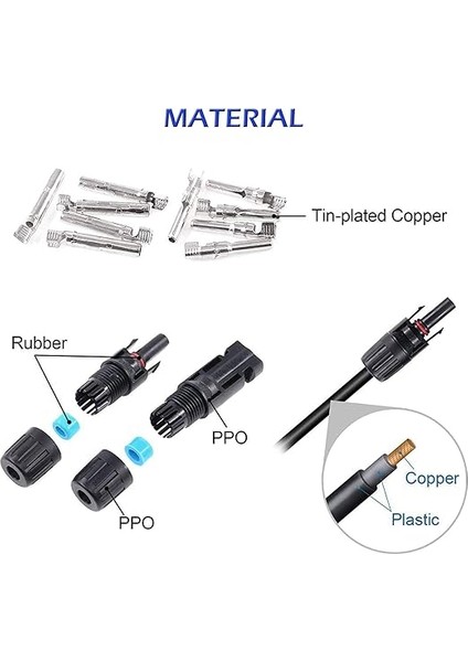 Solar Panel Kablo Bağlantısı Uyumlu, Erkek/dişi, Su Geçirmez, IP67, Fotovoltaik Güneş Sistemi Için (5 Çift) modelleri