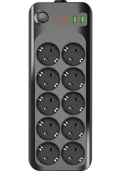 Termal Akım Korumalı 10’lu Grup Priz Uzatma Kablo USB & Type-C 2.1A 2500W 10A 2m Kablo 3423 fiyatları