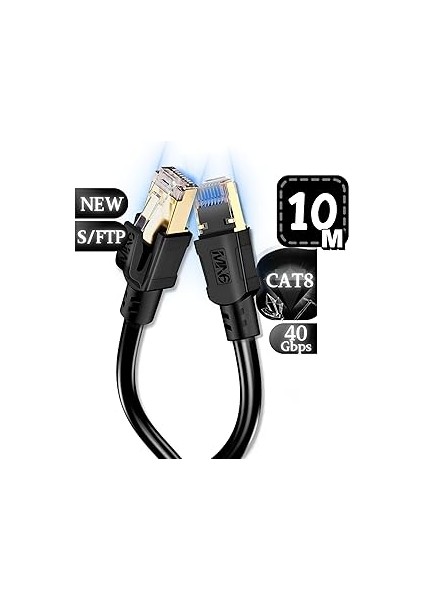 M110XF Cat8 Kablo/10 METRE/40GBPS-2000MHZ-26 Awg-S/ftp-Cat8 Ethernet Kablosu (M110XF Cat8, Sıyah, 10 Metre) fiyatları