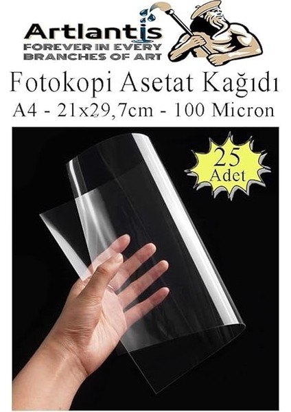 Asetat Kağıdı Pvc A4 25 Adet 100 Micron Fotokopi Asetatı Şeffaf A4 Kağıdı 21X29,7 Projektör Tepegöz fiyatları