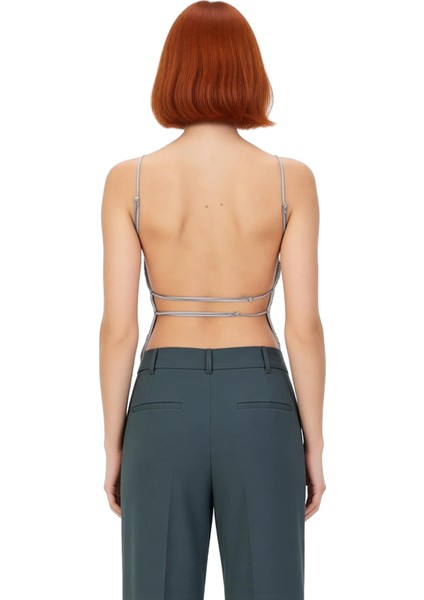 Şık Gece Bluzu Payetli Halter Yaka Kolsuz Örme Bluz Yaz Mevsimi Günlük Kullanım Için modelleri