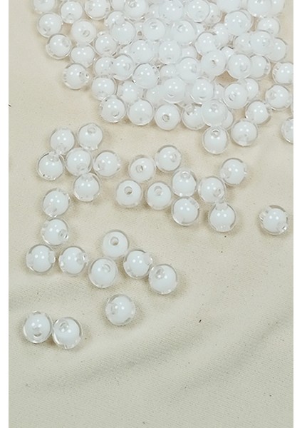 Litaetrend Yuvarlak Boncuk Içten Boncuklu Bileklik Çanta Boncuğu 8 mm 50 gr Beyaz - BNC470 fiyatları