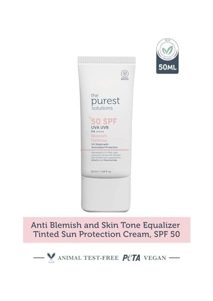 The Purest Solutions Lekeli Ciltler Için Antioksidan Destekli Güneş Kremi, 50+ Spf Uva/uvb Blemish Defense, Antioxidant Protection