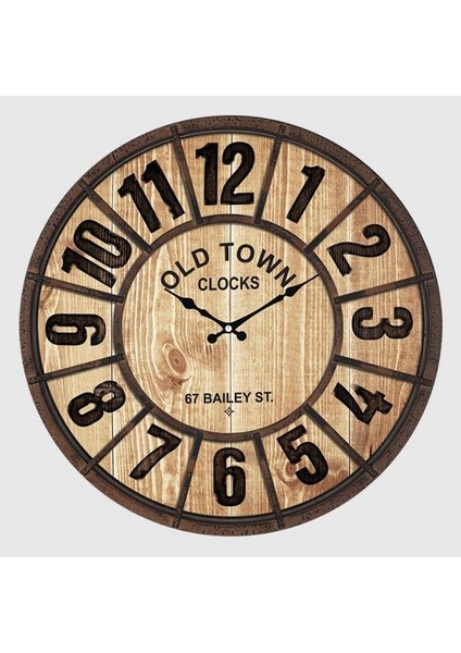 Old Town Serisi Bölme Kadranlı Duvar Saati 50 cm Fındık Renkli