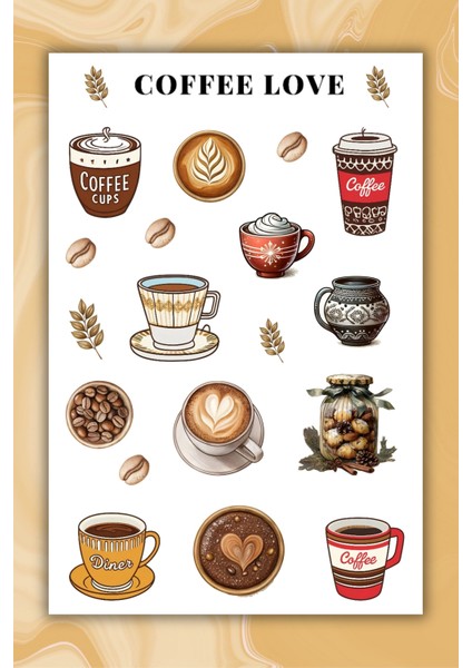 2 'li Kahve Temalı Sticker Etiket Seti - Coffee Sticker - Laptop Notebook Telefon fiyatları