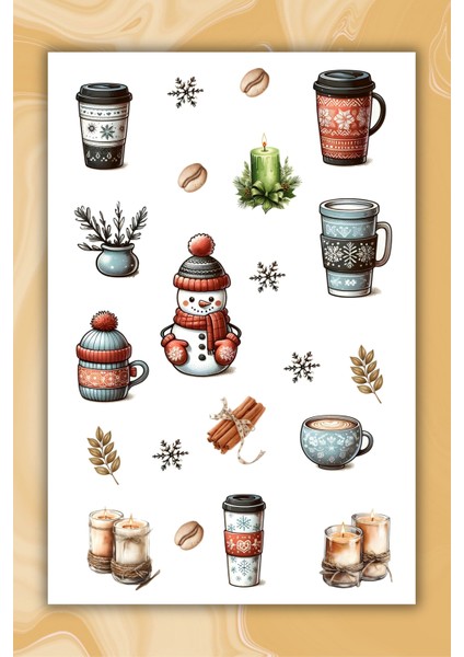 2 'li Kahve Temalı Sticker Etiket Seti - Coffee Sticker - Laptop Notebook Telefon modelleri