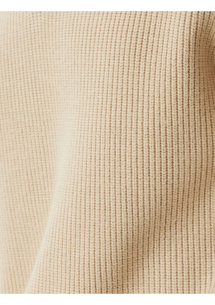 Kışlık Triko Kazak Yarım Fermuarlı Basic Dokulu Viskon Karışımlı