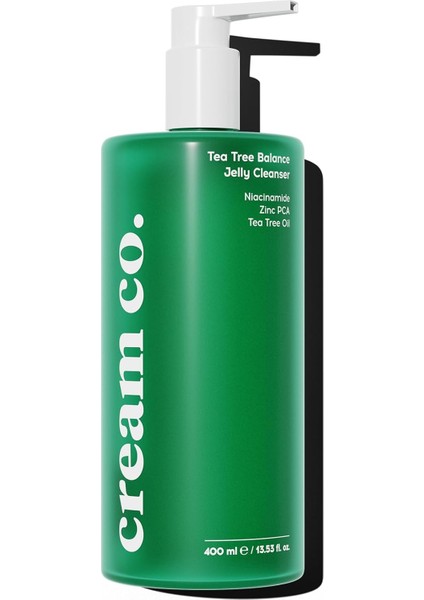 Cream Co. Sivilce & Akne & Siyah Nokta Karşıtı Yüz Temizleme Jeli, Niacinamide Çay Ağacı Yağı, 400 ml