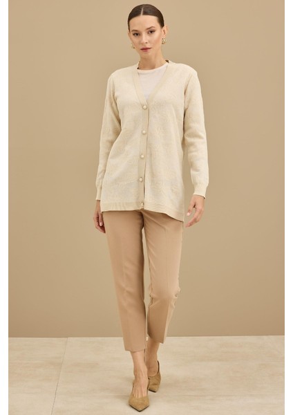 21853 Simli Önden Düğmeli Hırka