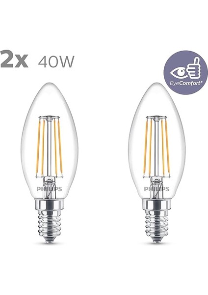 LED Classic 40W B35 LED Mum Filament Ampul, 2700K Sarı Işık, E14 Ince Duy, Dim Edilmez, 2'li Ekopaket fiyatları