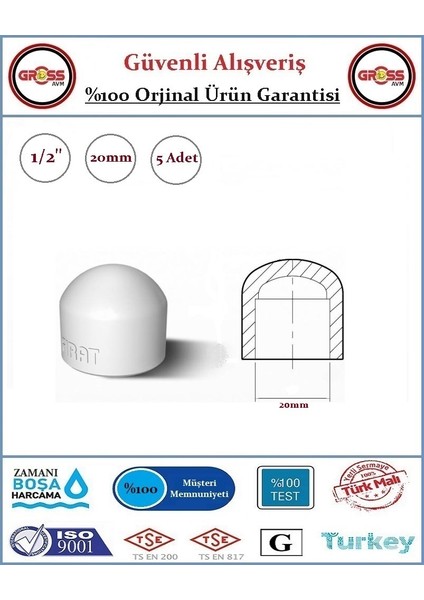 PPRC Kapama - 20mm - 5 Adet