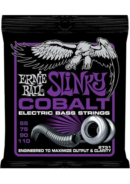 Ball Power Slinky Kobalt Elektrik Bas Telleri, Ölçü 55-110