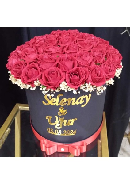41 Güllü Silindir Kutuda Gerçek Görünümlü Yapay Kadife Gül Kız Isteme Buketi 41 Kere Maşallah