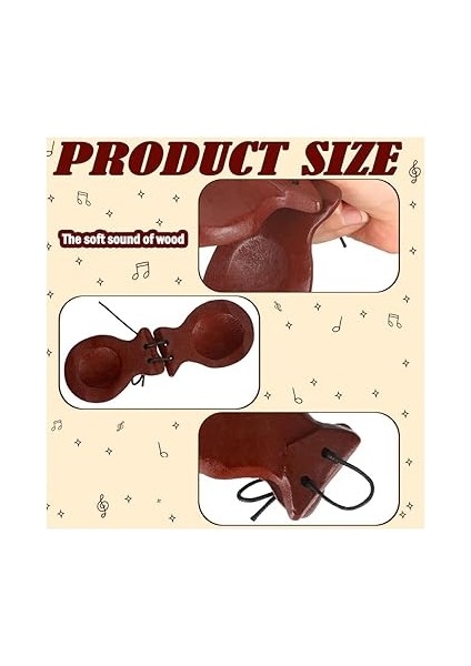 1 Çift Ispanyol Castanyets Flamenko Kastanyetleri Yaklaşık 8,8x6,5x3 cm Geleneksel Ahşap El Perküsyon Kastanyetleri (Kahverengi) modelleri