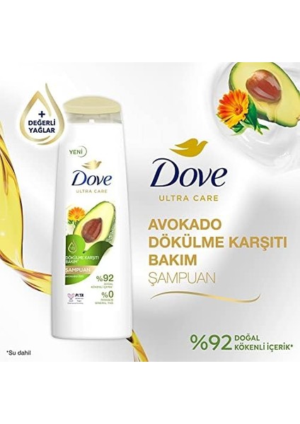 Dove Ultra Care Saç Bakım Şampuanı Dökülme Karşıtı Bakım Avokado Özü 400 ml modelleri