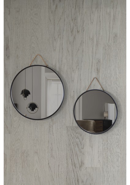 Mirora 2'li Yuvarlak Dekoratif Duvar Aynası | Boyalı Ahşap Çerçeveli | 60CM 48CM | Siyah fiyatları