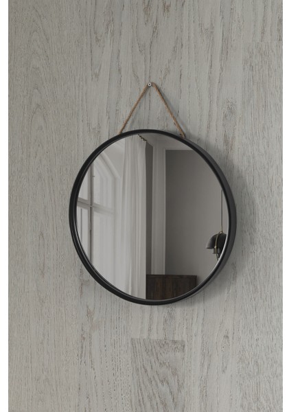 Mirora 2'li Yuvarlak Dekoratif Duvar Aynası | Boyalı Ahşap Çerçeveli | 60CM 48CM | Siyah fırsatları