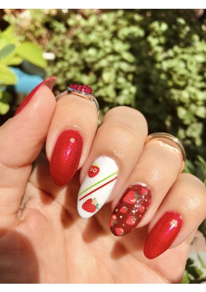 Artikel Mini Çilekler Tırnak Dövmesi, Tırnak Tattoo, Nail Art, Tırnak Sticker