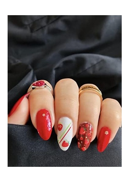 Artikel Mini Çilekler Tırnak Dövmesi, Tırnak Tattoo, Nail Art, Tırnak Sticker modelleri