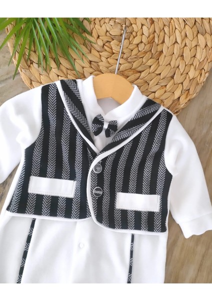 Erkek Bebek %100 Pamuklu Papyonlu Kışlık Kadife Tulum BBK5817 indirimleri