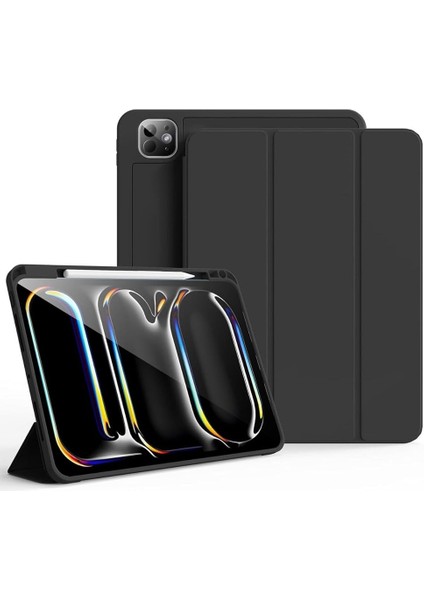 Ipad Pro 13 Inç M4 2024 A2925 A2926 A3007) ile Uyumlu Case Kalem Bölmeli Tpu Uyku Modlu Kapaklı Kılıfı