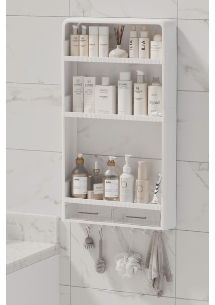 Omaş Tera Yapışkanlı Duvar Rafı Organizer – Banyo, Mutfak ve Duş Alanları Için Pratik Düzenleyici