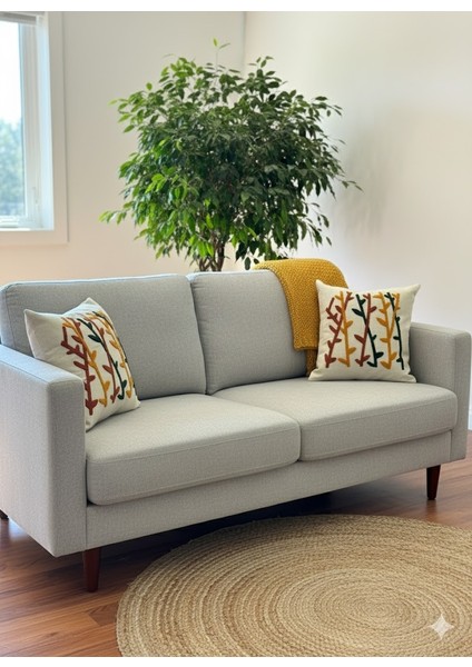 Dekoratif Kırlent Kılıfı Punch Işlemeli 2'li