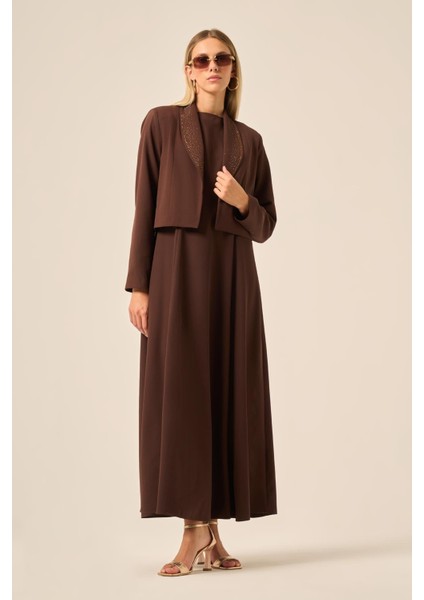 Kadın Ceket Elbise Takım Kahve 31210