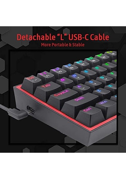 Redragon K617-RGB 16,8 Milyon Rgb Aydınlatma, Red Switch Fizz%60 Q Türkçe Kablolu Mekanik Oyuncu Klavyesi Siyah modelleri