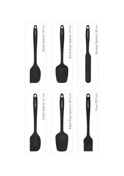Drongo Dayanıklı Yanmaz Yapışmaz Silikon Spatula Seti 6 Parça Siyah fiyatları