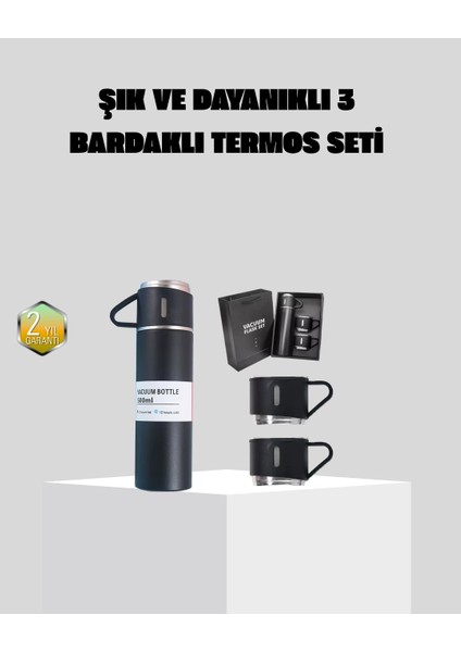 Buğz Paslanmaz Çelik 500 ml Termos Seti – 8 Saat Isı Koruma, Vakumlu, Sızdırmaz ve Taşınabilir