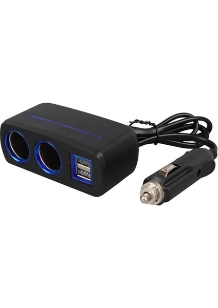 1638 12-24V Çift USB Girişli 120W 80 cm Kablolu 2'lı Araç Çakmak Çoklayıcı modelleri