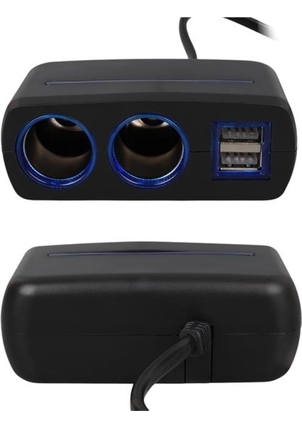 1638 12-24V Çift USB Girişli 120W 80 cm Kablolu 2'lı Araç Çakmak Çoklayıcı fırsatları