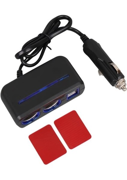 1638 12-24V Çift USB Girişli 120W 80 cm Kablolu 2'lı Araç Çakmak Çoklayıcı indirimleri