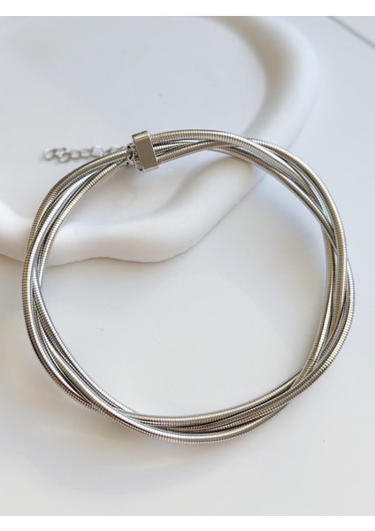 Çelik 3lü Choker Kolye