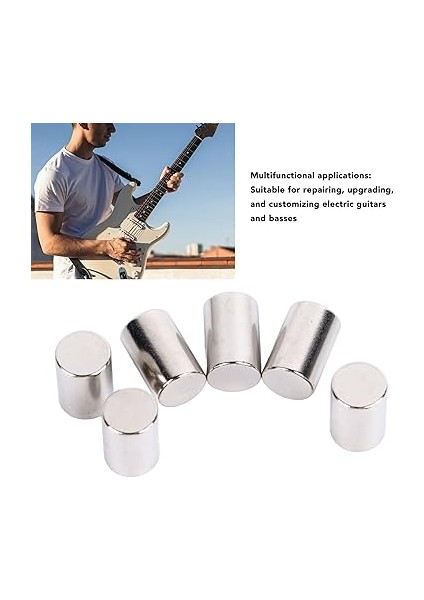 6 Adet Elektro Gitar Polepiece Metal Profional Pickup Slug Rod Bas Gitar, Yedek Pickup Polepiece Parçaları, Tasarım, Standart Boyut modelleri