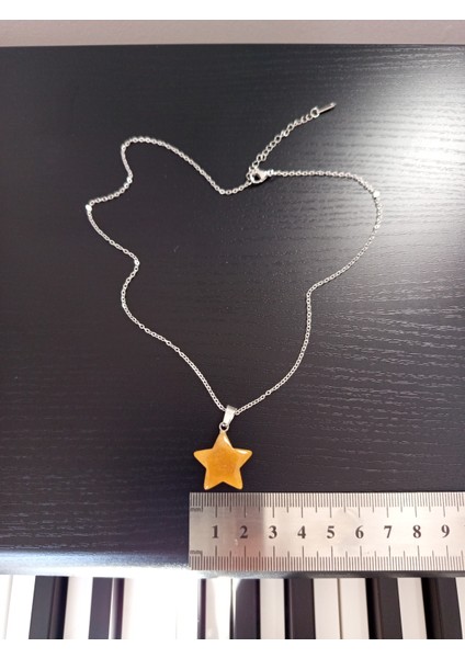 Doğal Taş Kahverengi Yeşim Yıldız Şeklinde Kolye fiyatları