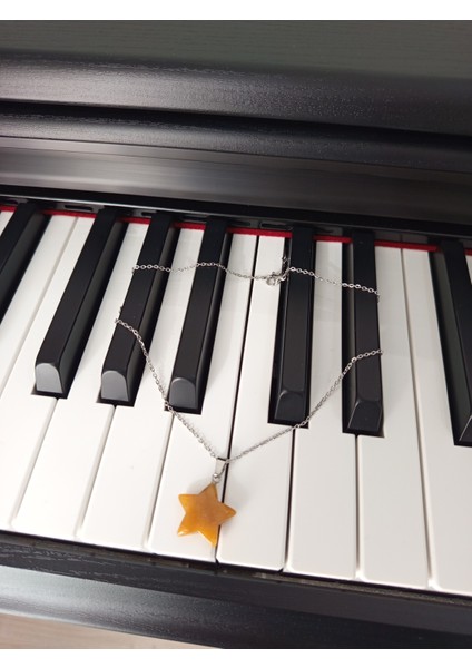 Doğal Taş Kahverengi Yeşim Yıldız Şeklinde Kolye modelleri