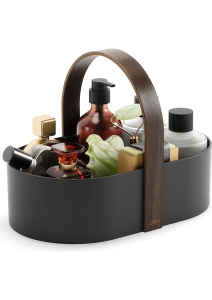 Bellwood Caddy Ayrılmadan Duvarlı, Kozmetik, Ofis Malzemeleri ve Daha Fazlası Için Sürekli, Siyah/ceviz