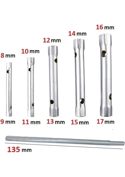 T Kollu Buji Boru Anahtar Seti Kovan Tipi Borulu Lokma Takımı 8-17MM Kollu Set 6 Parçalı fırsatları