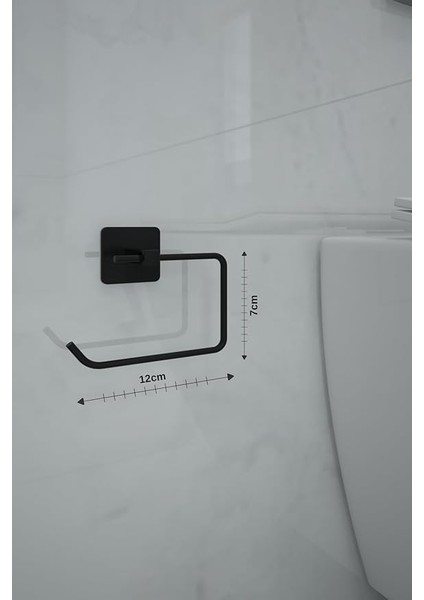 Banyo Yapışkanlı Aksesuar Seti Havluluk T.kağıtlık ve Peçetelik Kare Siyah 5 Li Set indirimleri