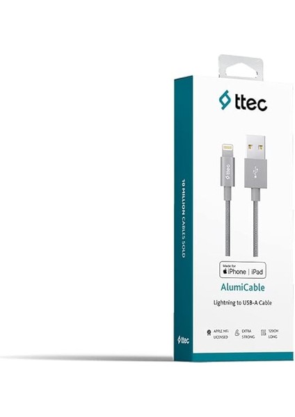 Alumicable Mfi iPhone ile Uyumlu 120CM Şarj Kablosu - Uzay Grisi (2DKM02UG) fırsatları