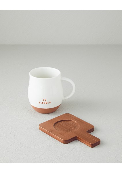 So Blessed New Bone China Bardak Altlıklı Kupa 450 ml Beyaz fiyatları